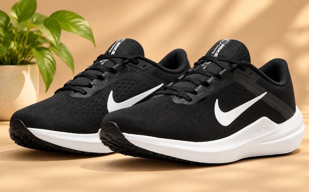 USED Nike Men's Winflo 10Sneaker, Black White Black, 7.5 UK US 8.5